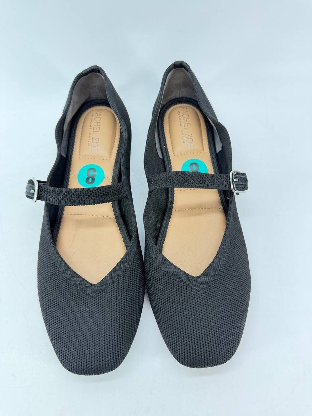 Rachel Zoe Women’s Size 8 Black Knit Mary Jane Ballet Flats Buckle Strap